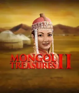 Discover the captivating culture of Mongolia with Mongol Treasures 2 slot by Endorphina, showcasing a beautiful Mongolian woman dressed in traditional attire against a golden Mongolian steppe backdrop. This graphic evokes the beauty of Mongolian history, delivering a memorable gaming experience. 